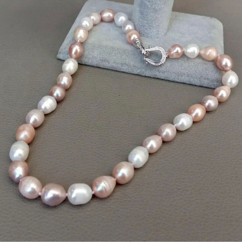 Pink and White Pearl Necklace